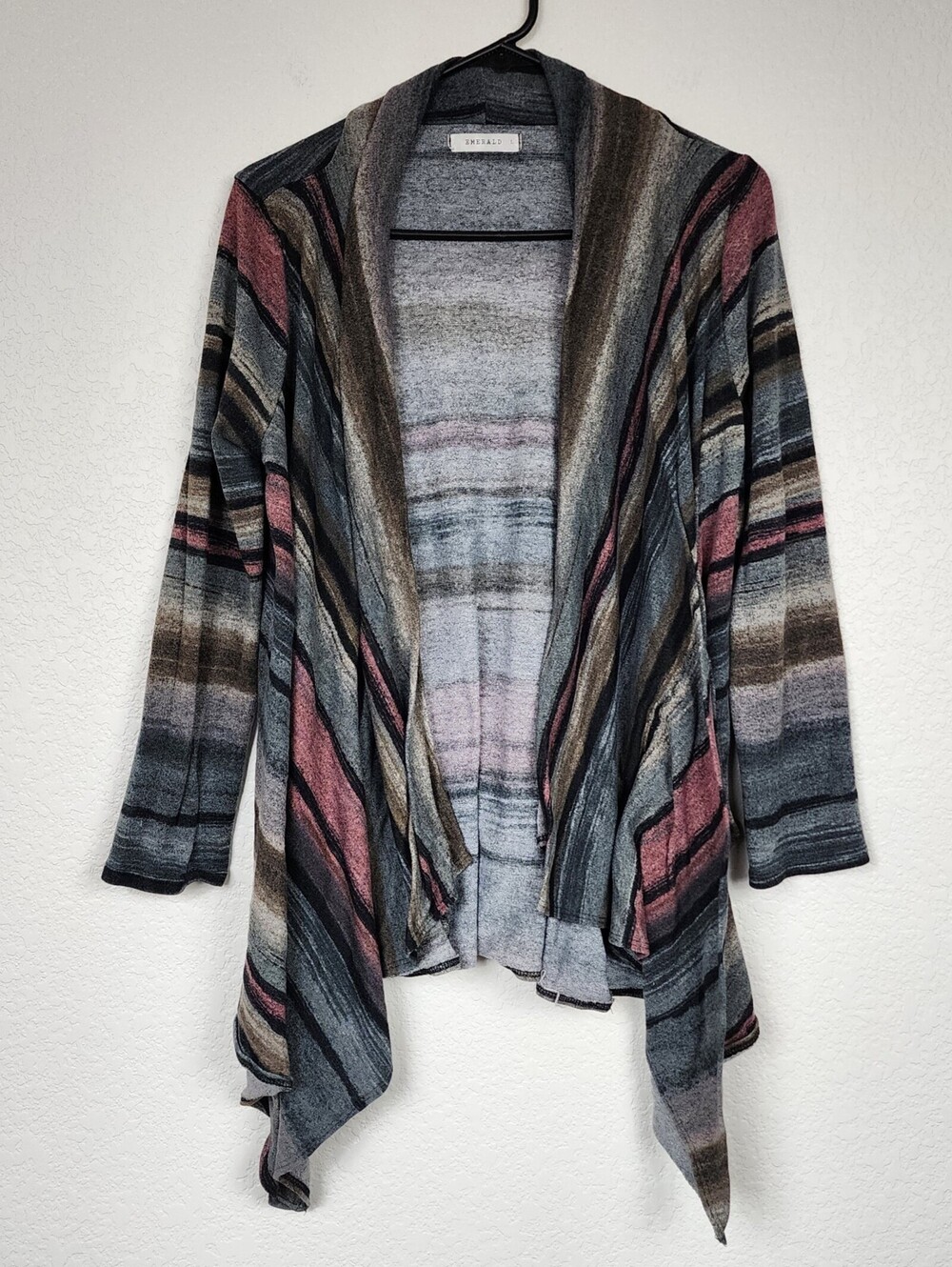 Boho Retro Stripe Large Asymmetrical Cardigan